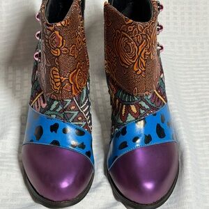 Crazy Colorful Patterned Ankle Boots